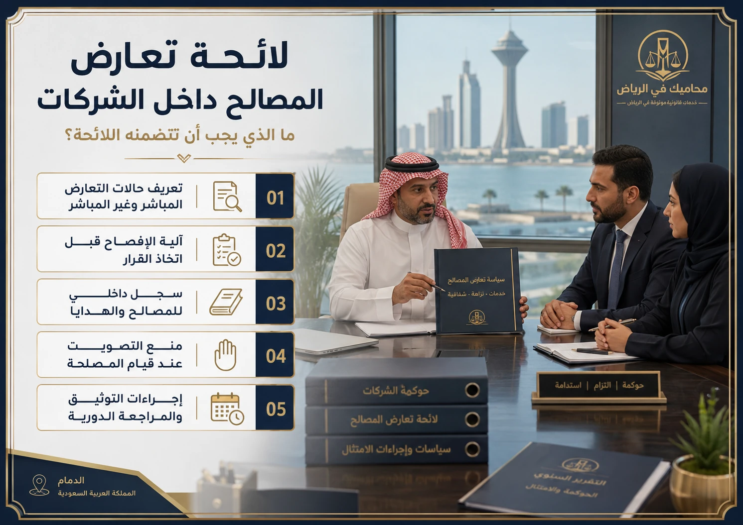 ما الذي يجب أن تتضمنه لائحة تعارض المصالح داخل الشركات