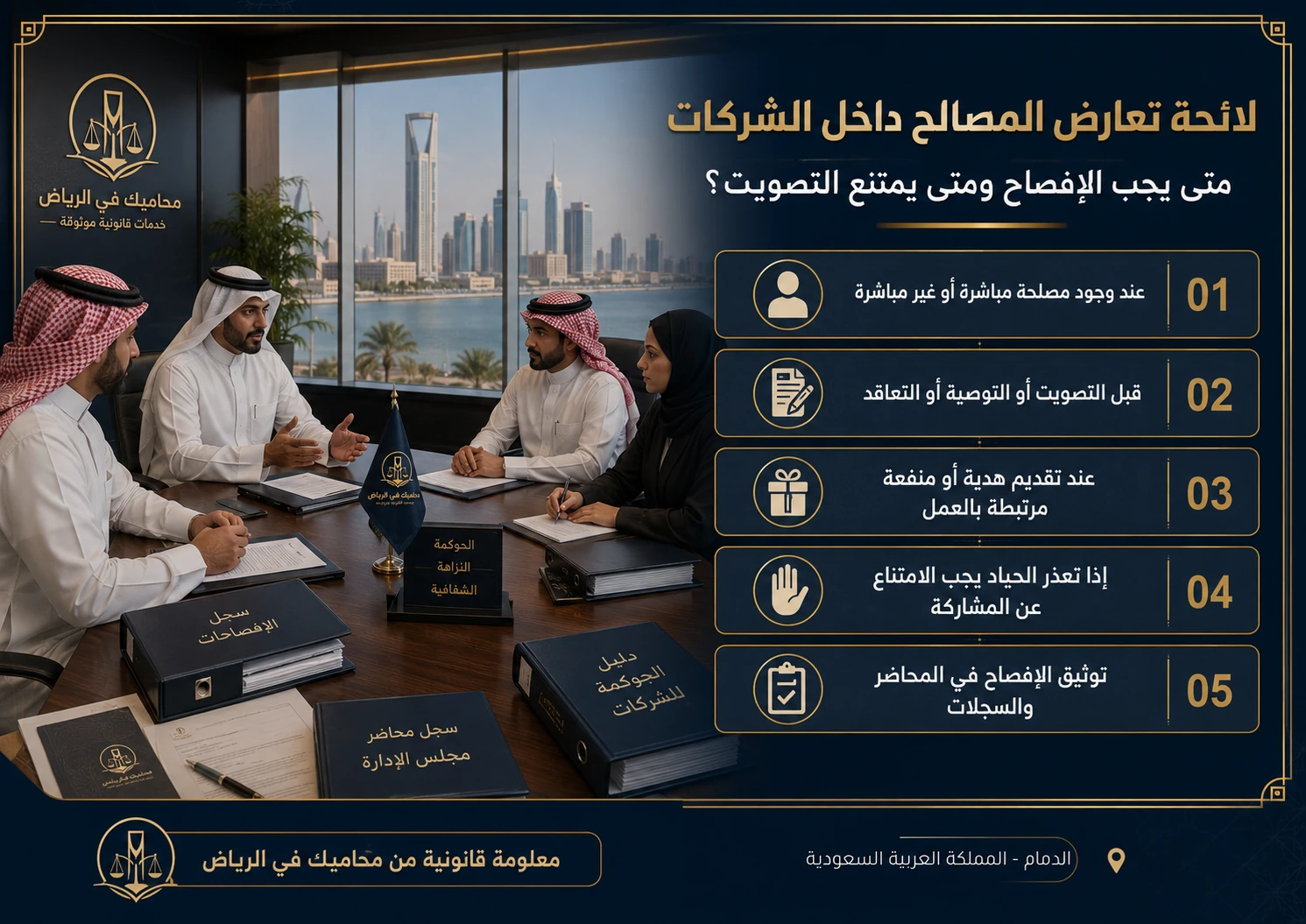 متى يجب الإفصاح ومتى يمتنع التصويت في لائحة تعارض المصالح