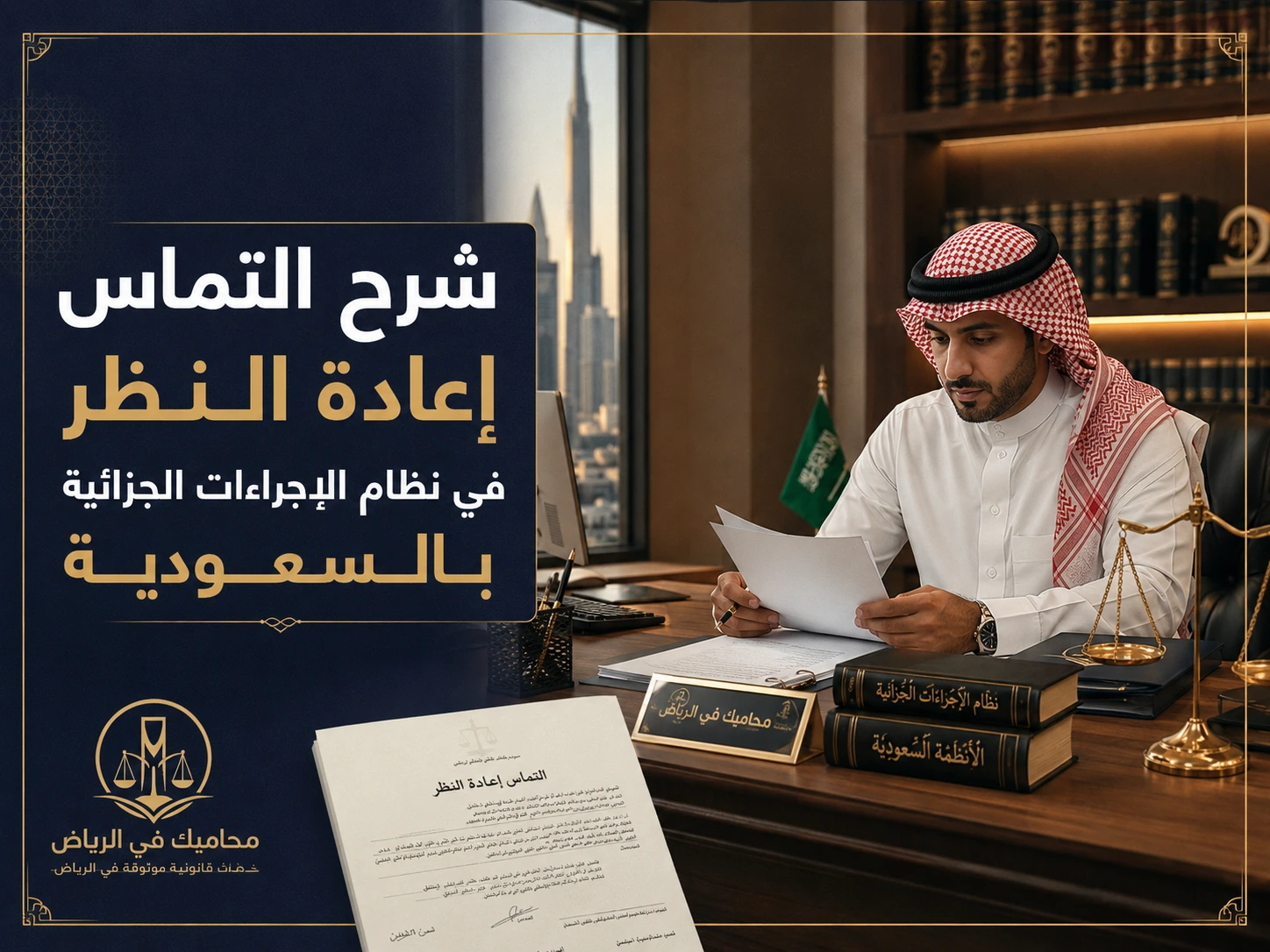 غلاف مقال يشرح التماس إعادة النظر في نظام الإجراءات الجزائية السعودي