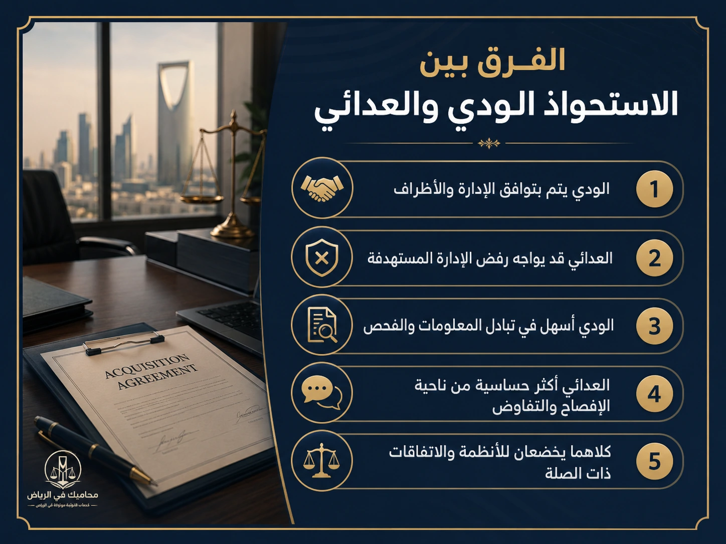 غلاف الاستحواذ العدائي والودي والفروق القانونية
