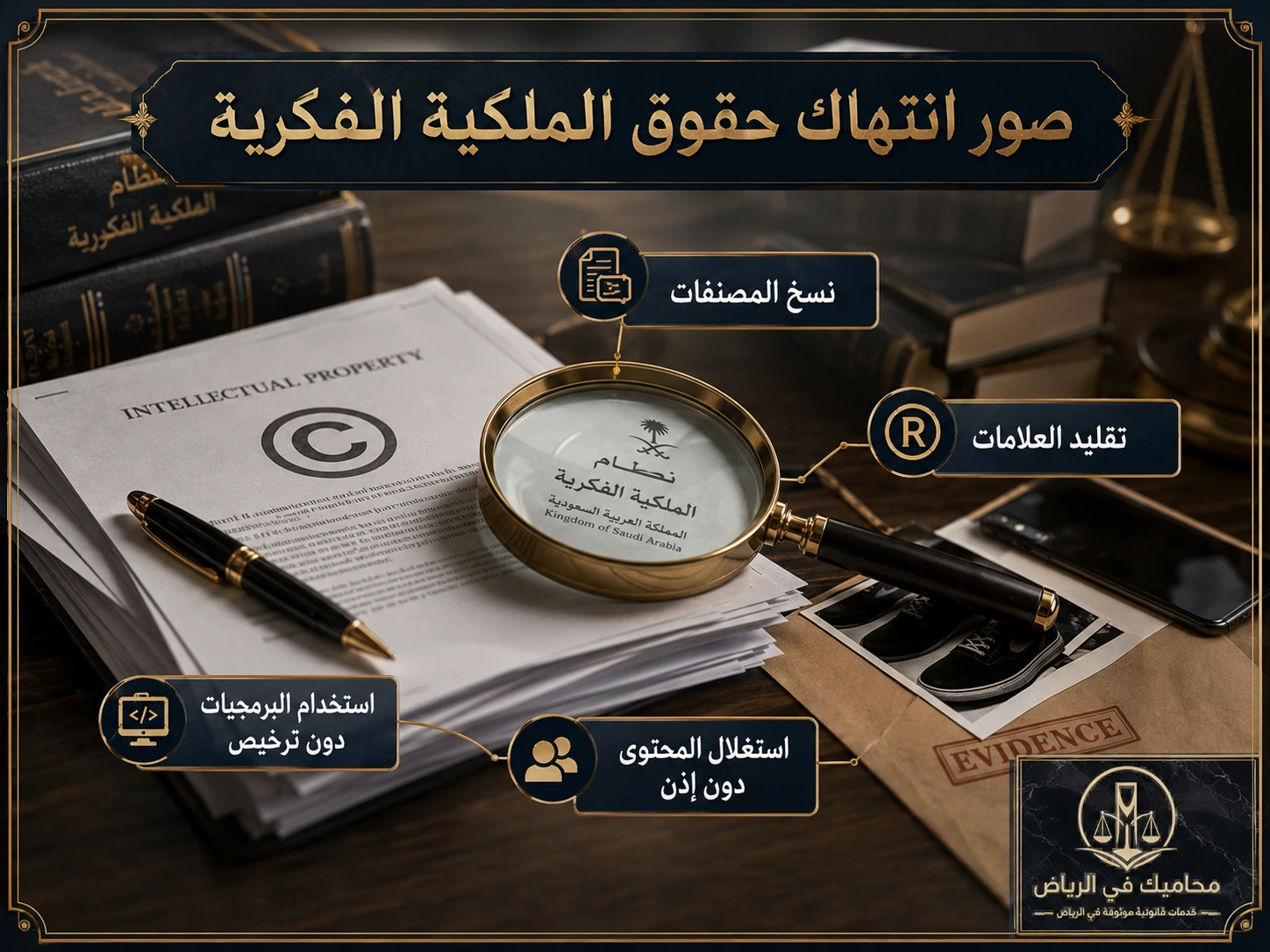 صور واقعية توضح أنواع انتهاك حقوق الملكية الفكرية في السعودية