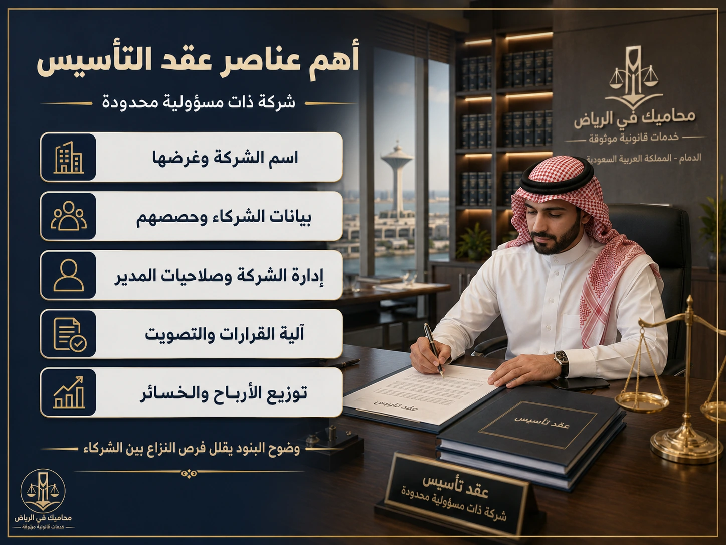 إنفوجرافكس أهم عناصر عقد التأسيس