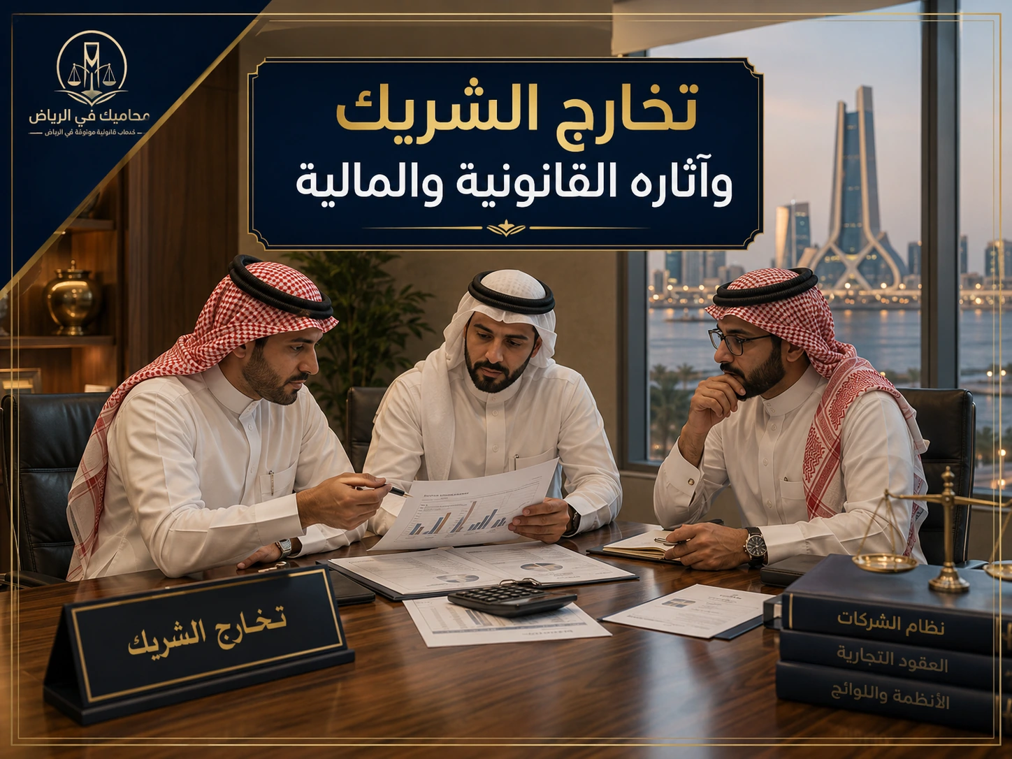 غلاف مقال تخارج الشريك وآثاره القانونية والمالية