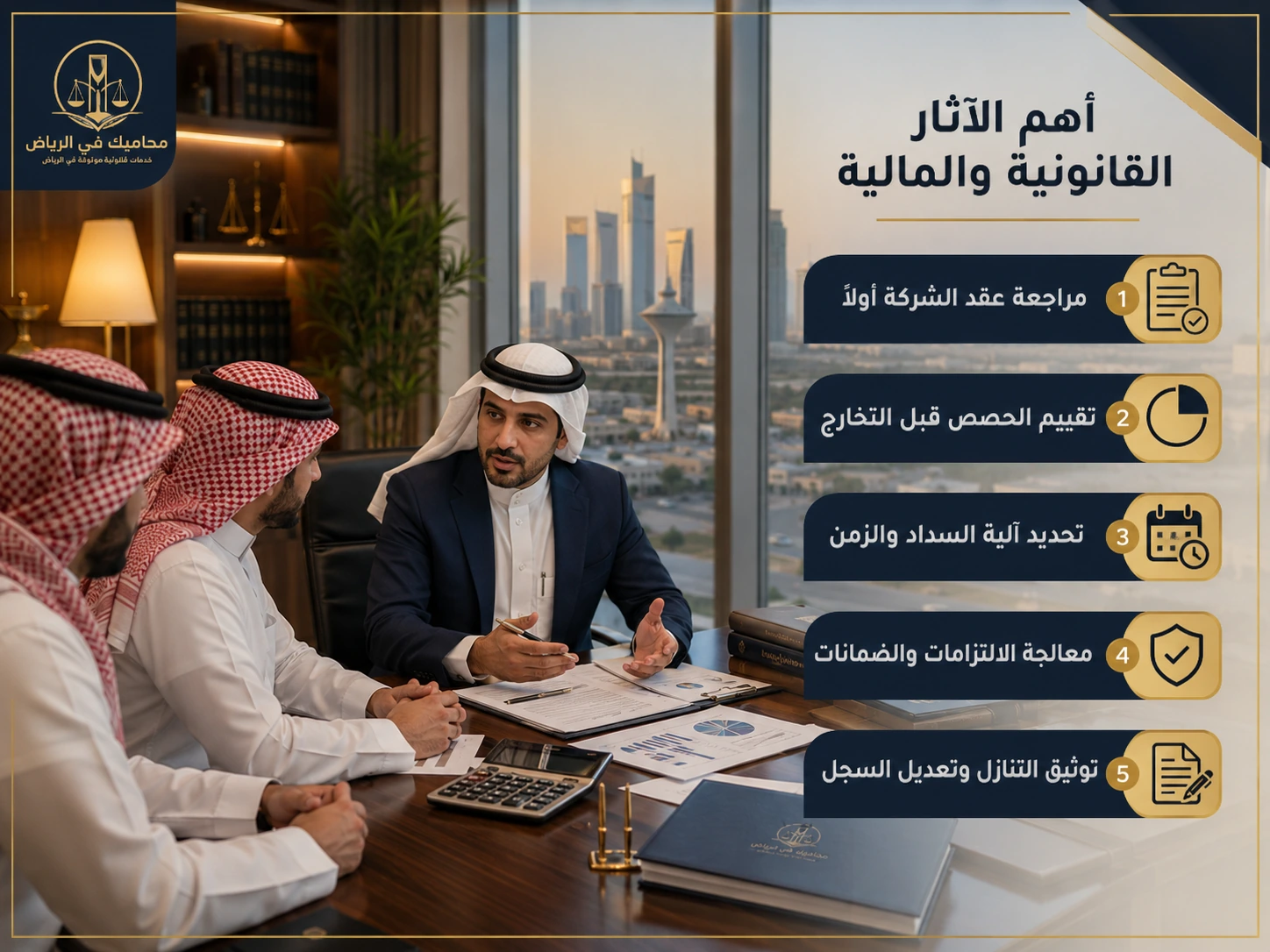 إنفوجرافكس عن أهم الآثار القانونية والمالية لتخارج الشريك
