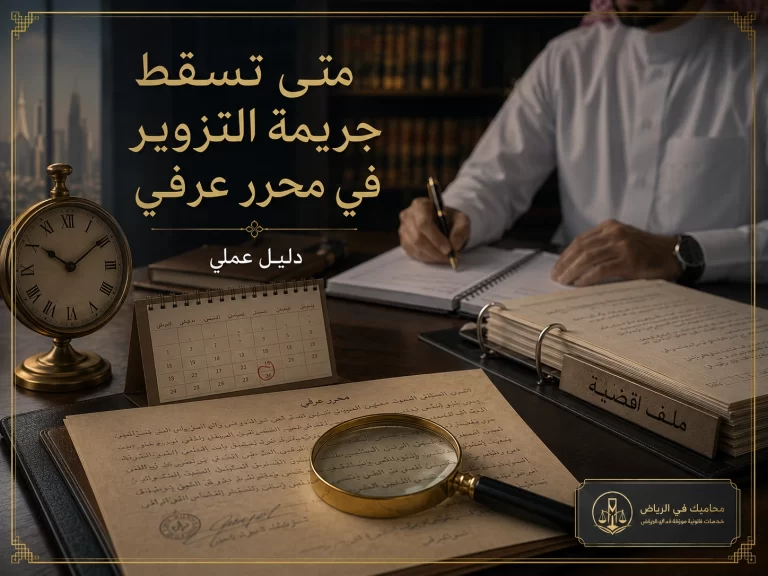 غلاف يشرح متى تسقط جريمة التزوير في محرر عرفي
