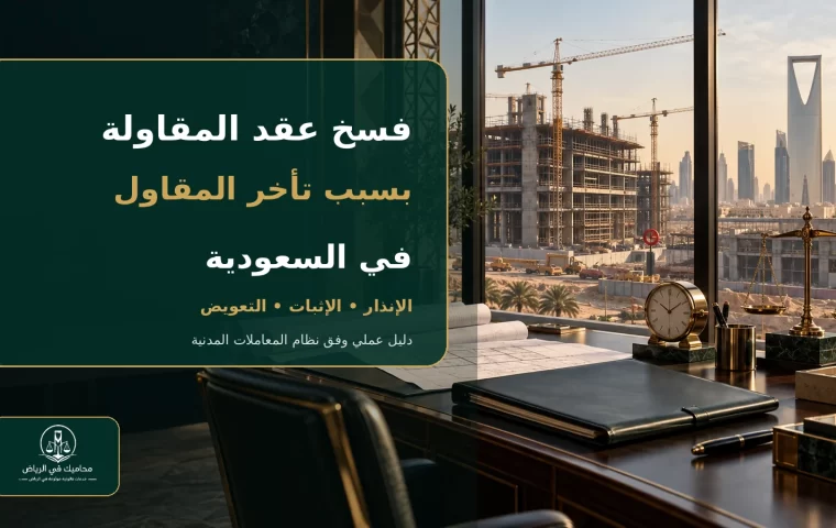 مشروع إنشاء متأخر يوضح فسخ عقد المقاولة بسبب تأخر المقاول في السعودية