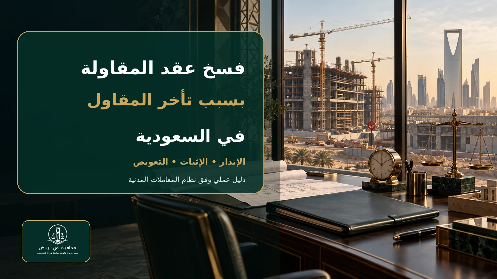 مشروع إنشاء متأخر يوضح فسخ عقد المقاولة بسبب تأخر المقاول في السعودية
