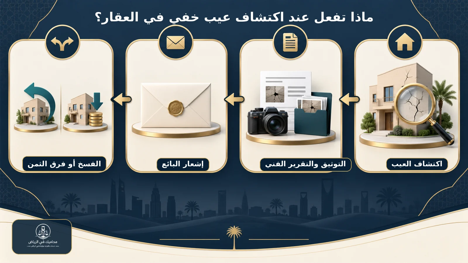 مسار التعامل مع العيوب الخفية في العقار مسار التصرف عند اكتشاف عيب خفي في العقار من التوثيق إلى اختيار الفسخ أو فرق الثمن