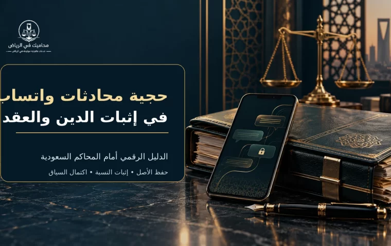 غلاف حجية محادثات واتساب في إثبات الدين والعقد أمام المحاكم السعودية