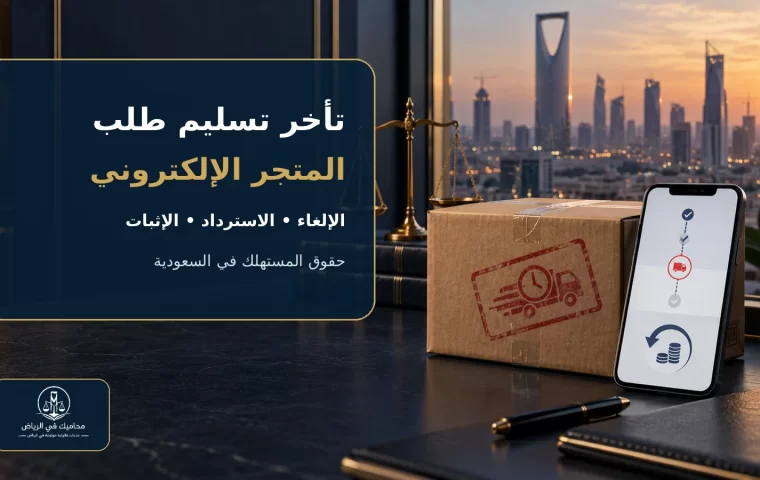 غلاف تأخر تسليم طلب المتجر الإلكتروني والإلغاء واسترداد المبلغ في السعودية