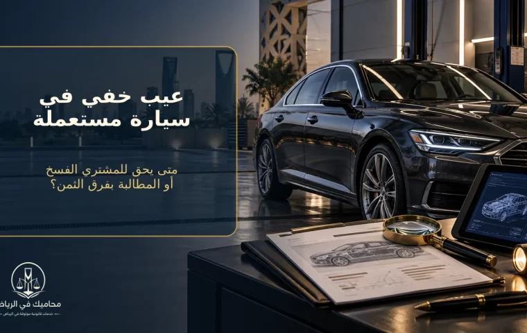 غلاف اكتشاف عيب خفي في سيارة مستعملة وحق المشتري في الفسخ أو فرق الثمن