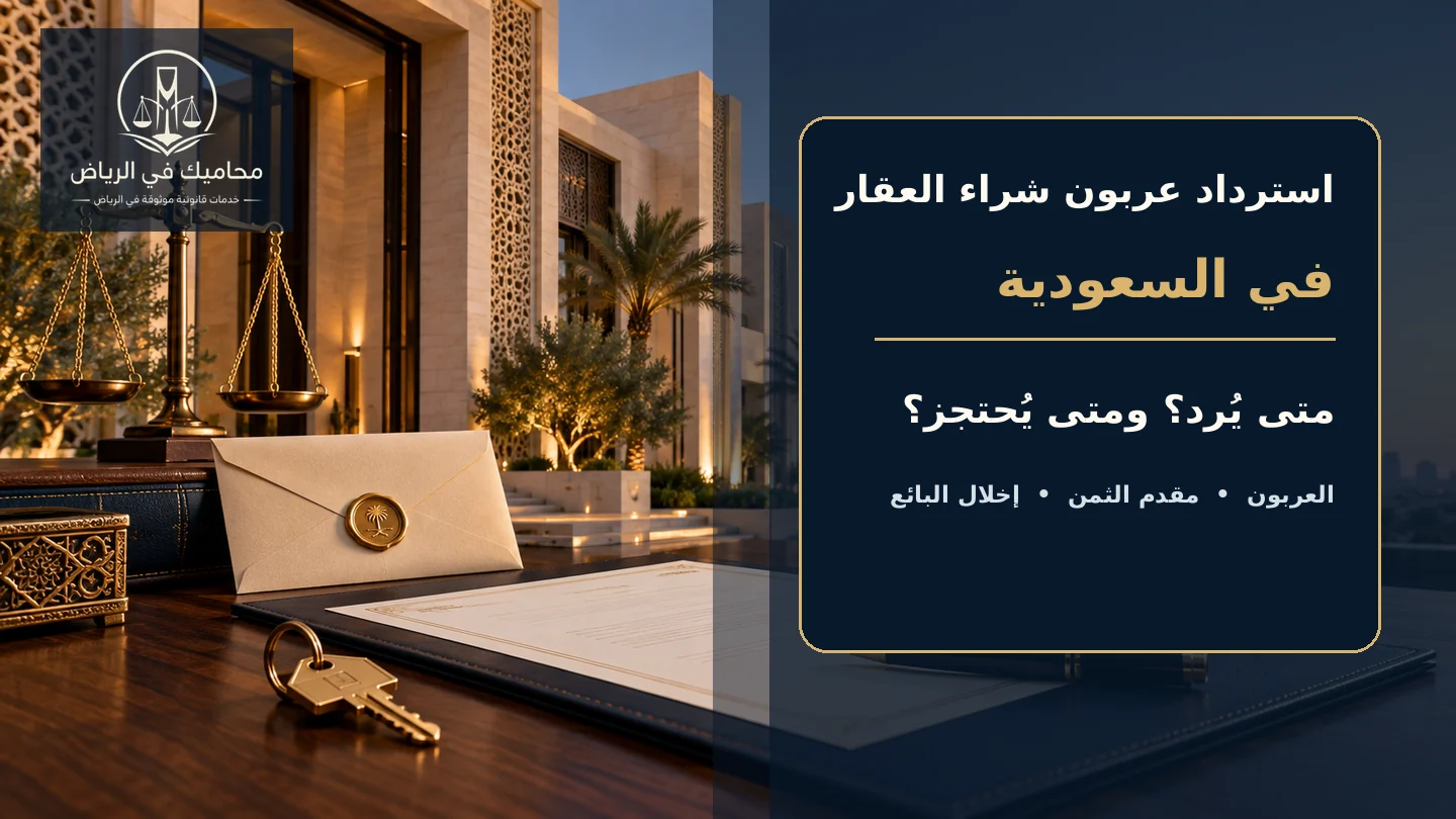 عربون شراء العقار في السعودية مع عقد ومفتاح وميزان العدالة