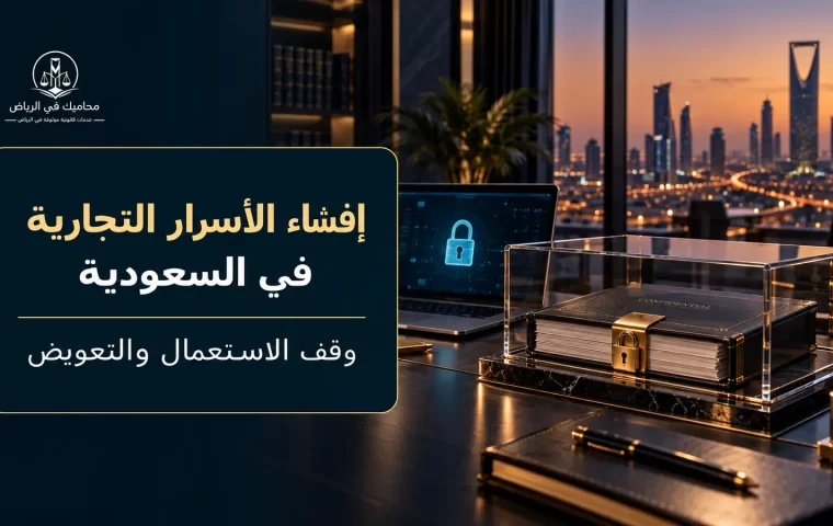 غلاف إفشاء الأسرار التجارية في السعودية ووقف الاستعمال والتعويض